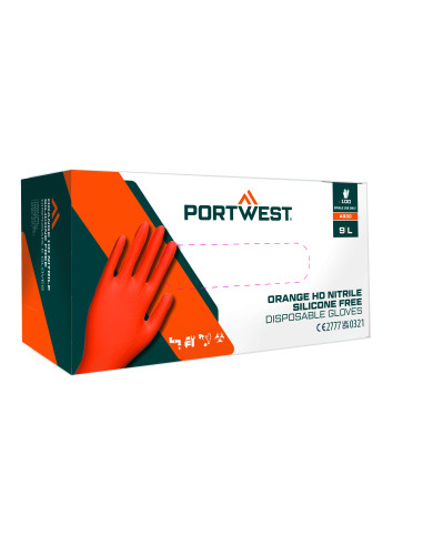 Guante desechable naranja HD (pack 100)